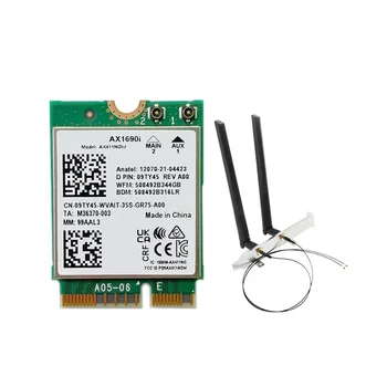 AX1690I WiFi карта с антенной 2X8 дБ AX411 Wi-Fi 6E Скорость 2,4 Гбит/с 802.11Ax 2,4/5/6 ГГц Беспроводной модуль Bluetooth 5,3 Изображение
