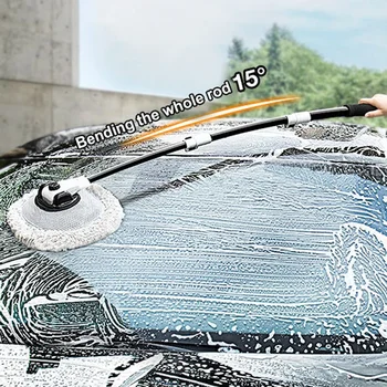 Щетка для чистки автомобилей Швабра для мытья автомобилей Без царапин Автомобильные щетки с 3-секционным телескопическим стержнем Дизайн Автомобильные аксессуары автомойка Изображение
