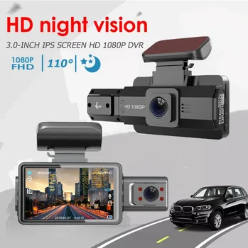 3-дюймовая Автомобильная Видеорегистраторная Камера HD 1080P Dash Cam 170 ° Широкоугольная Автомобильная Камера Ночного Видения С Петлевой Записью Видеорегистраторов С G-сенсором Изображение