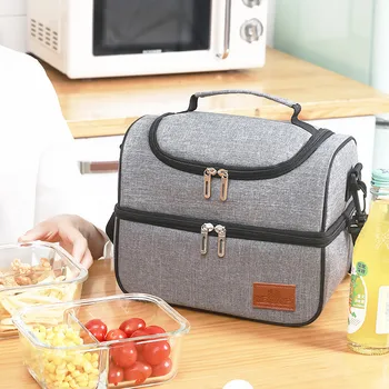 Однослойная/ прочная водонепроницаемая термосумка для ланча, портативная сумка-холодильник для пикника большой емкости, изолированная сумка-холодильник с плечевым ремнем Изображение