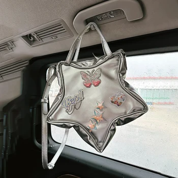 Сумка-мессенджер Kawaii Kitty, рюкзаки со звездами, Милые, крутые, Креативные, Лазерные, водонепроницаемые сумки для хранения для девочек, изысканный подарок Изображение