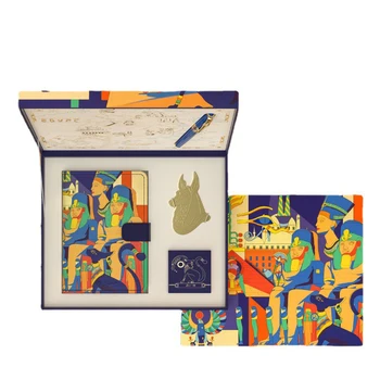Picasso 5523, египетский стиль, роскошная металлическая авторучка с тонким пером 0,5 мм, синий и золотой подарочный набор для письма PFP004 Изображение