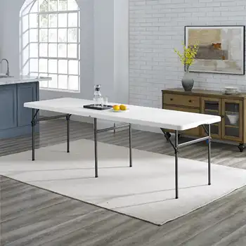 8-футовый складной стол из смолы, белый гранит Изображение