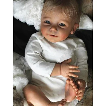 NPK 50 см Уже Готовая Reborn Baby Smile Малышка с Укоренившимися Волосами, Ручная Роспись, 3D Реалистичная Кукла-Реборн, Подарки для Ребенка Изображение