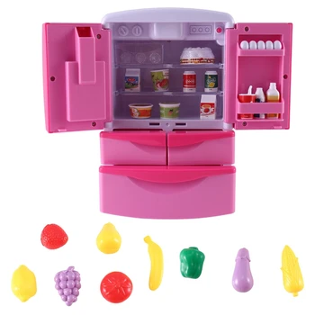 Имитация холодильника Yh218-1, детская мелкая бытовая техника, игрушки для мальчиков и девочек, музыкальный набор с подсветкой Изображение