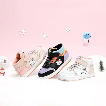 Sanrio/ Спортивная обувь на липучке Hello Kittys, Милая обувь с низким берцем для девочек, универсальная повседневная обувь в стиле Аниме для студентов, Рождественские подарки Изображение