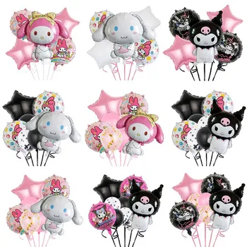 Новый Набор алюминиевых воздушных шаров из мультфильма Sanrio Kuromi Yugui Собака Мелодия Игрушки для детей Воздушный шар на День рождения Подарки друзьям Изображение