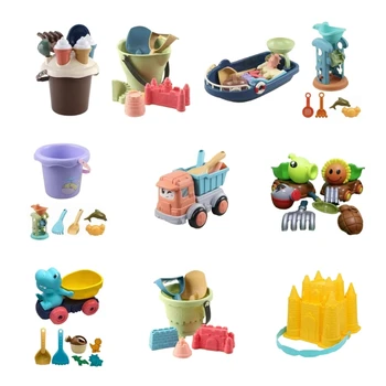 Набор детских пляжных игрушек с песком, Ведро, формы, Лопата, Инструмент, Наборы для Строительства Замка из песка Изображение