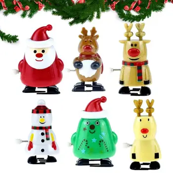 Рождественские заводные игрушки для детей, набор из 6 Рождественских заводных игрушек, Санта-Клаус, Снеговик, Северный олень, заводные игрушки, Рождественская новинка Изображение