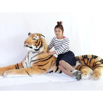 [Забавное] Моделирование 220 см Большого властного животного, Потрясающего реалистичного тигра, Коллекция плюшевых игрушек, реквизит для фотосъемки, Украшение дома Изображение