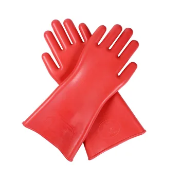Резиновые перчатки электрика 12 кВ, 1 пара профессиональных высоковольтных электроизоляционных перчаток для защиты от электричества Изображение