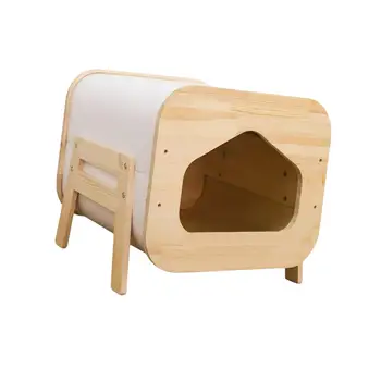 Деревянный кошачий домик, Клетка-гнездо, Укрытие для кроликов, Собачья хижина, Клетка для собачьей кошечки Изображение