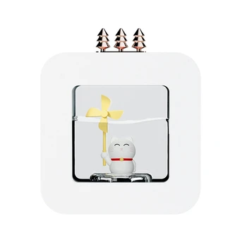 400 мл Портативный увлажнитель воздуха с милым рисунком из мультфильма + Атмосферный светодиодный светильник для дома Белого цвета Изображение