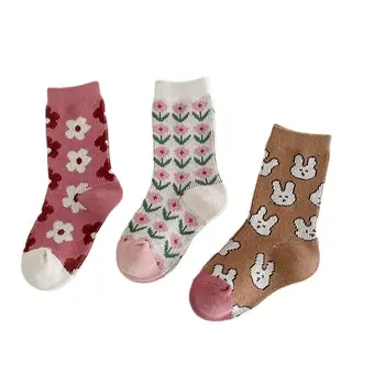 3 пары/лот, осенне-зимние носки с двойной иглой от 3 до 12 лет с милыми героями мультфильмов для мальчиков и девочек Изображение