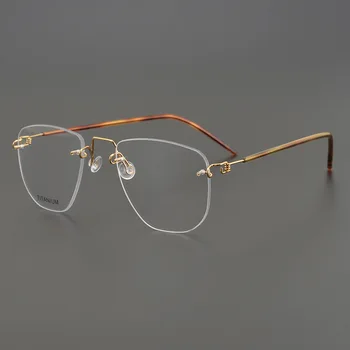 Очки без оправы Датского Королевского бренда, оправа для мужчин, Сверхлегкие Титановые очки без винта, Женские Оптические очки без оправы Изображение