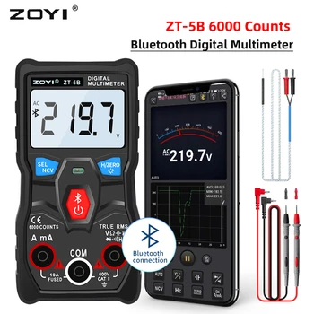 ZOYI Цифровой мультиметр ZT-5B Профессиональный Измеритель переменного/постоянного тока Вольтметр Амперметр Точный тестер Инструменты Электрика Bluetooth подключение приложения Изображение