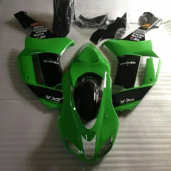 Fei-изготовленный на заказ комплект мотоциклетных обтекателей для KAWASAKI Ninja ZX6R 636 07 08 ZX 6R 2007 2008 zx6r ABS зеленый черный комплект обтекателей Изображение
