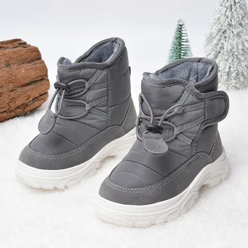 Детские зимние ботинки; Новинка зимы; хлопковая обувь для девочек; плюшевые теплые водонепроницаемые ботильоны для мальчиков; ботинки для малышей Изображение